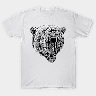 Angry Grizzly Bear Head T-Shirt